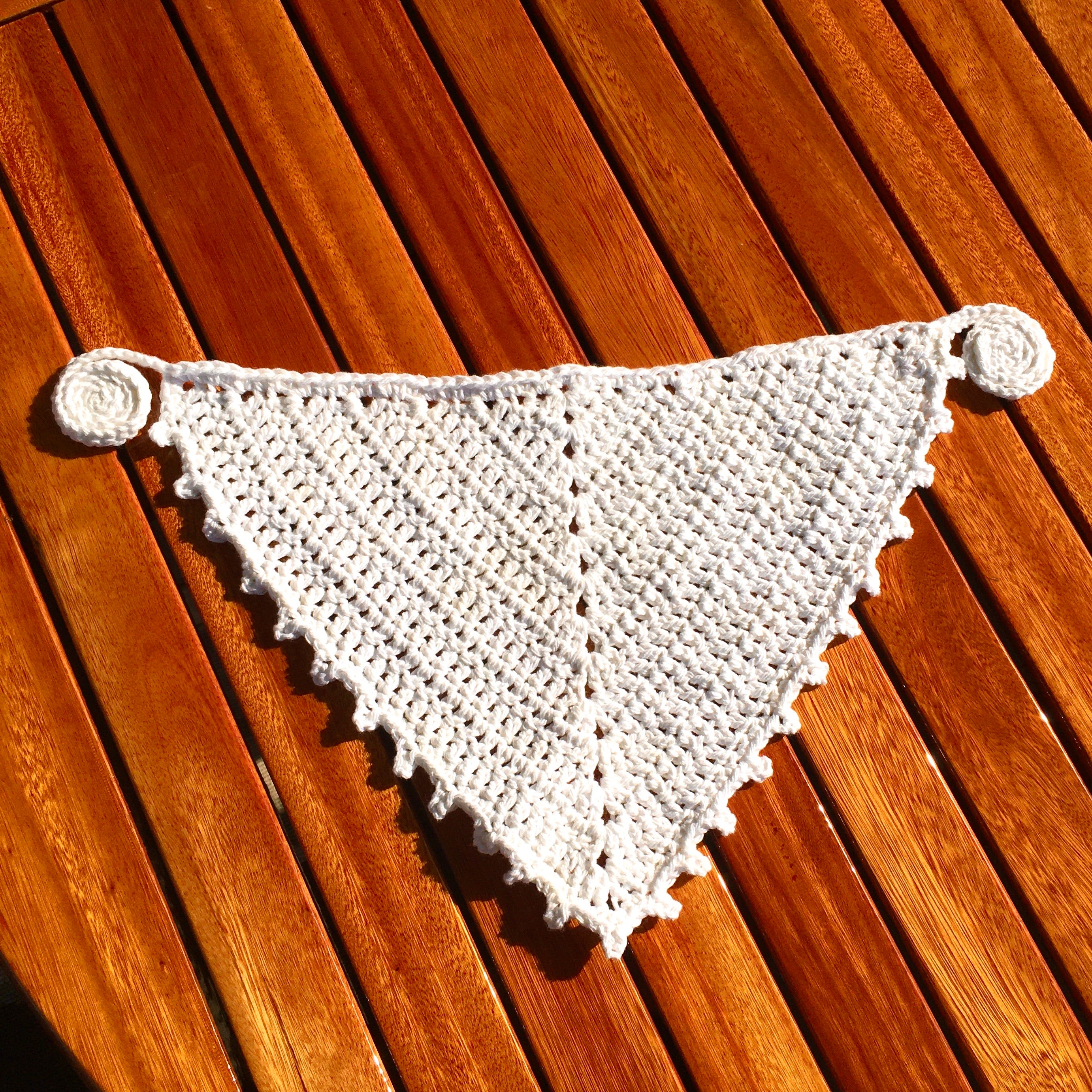 Neutral Boho Cotton Crochet Bandana- Brown, White, Tan