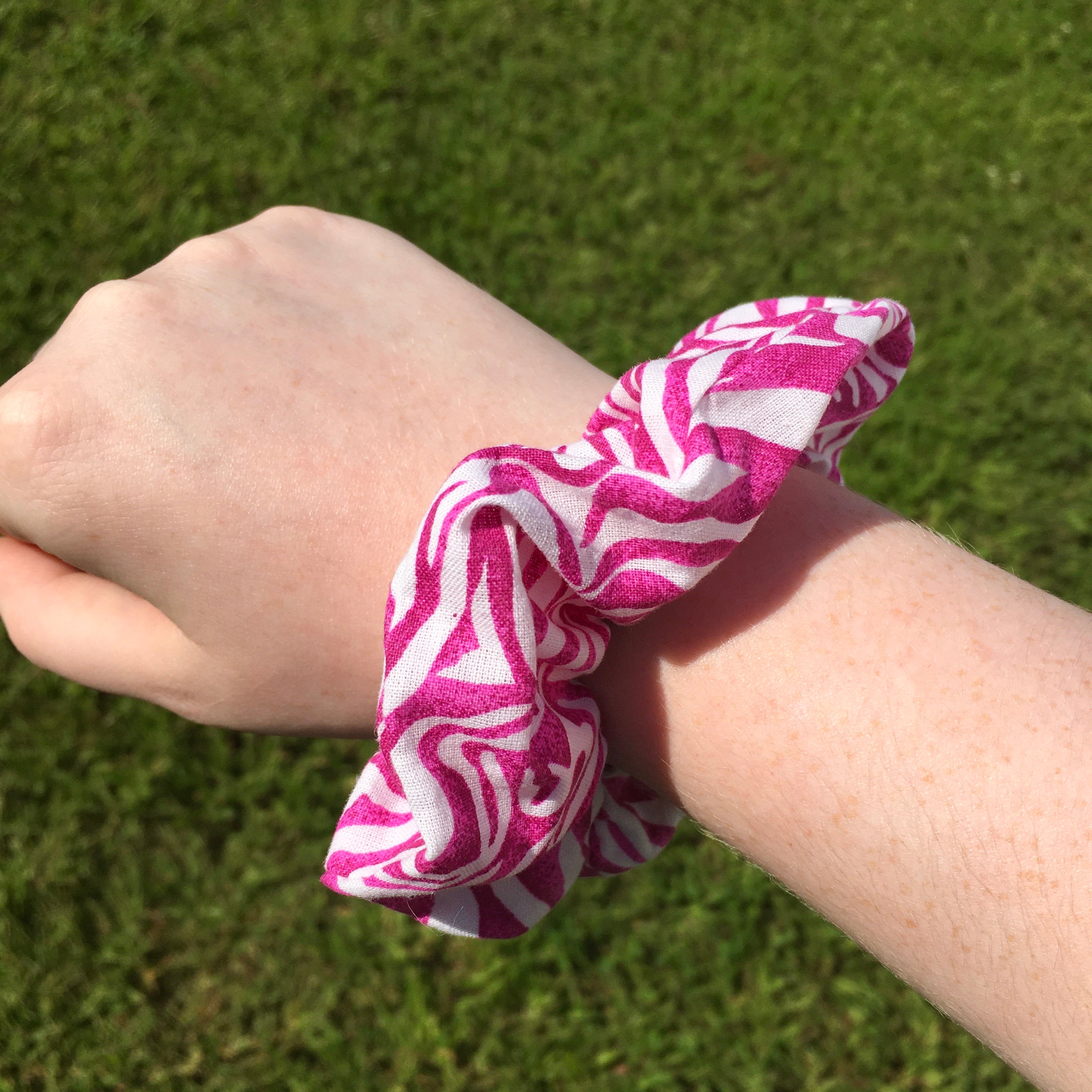 Pink Zebra Print Scrunchie