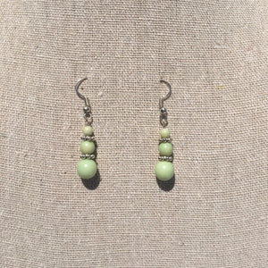 Green Pyramid Sterling Silver Earrings