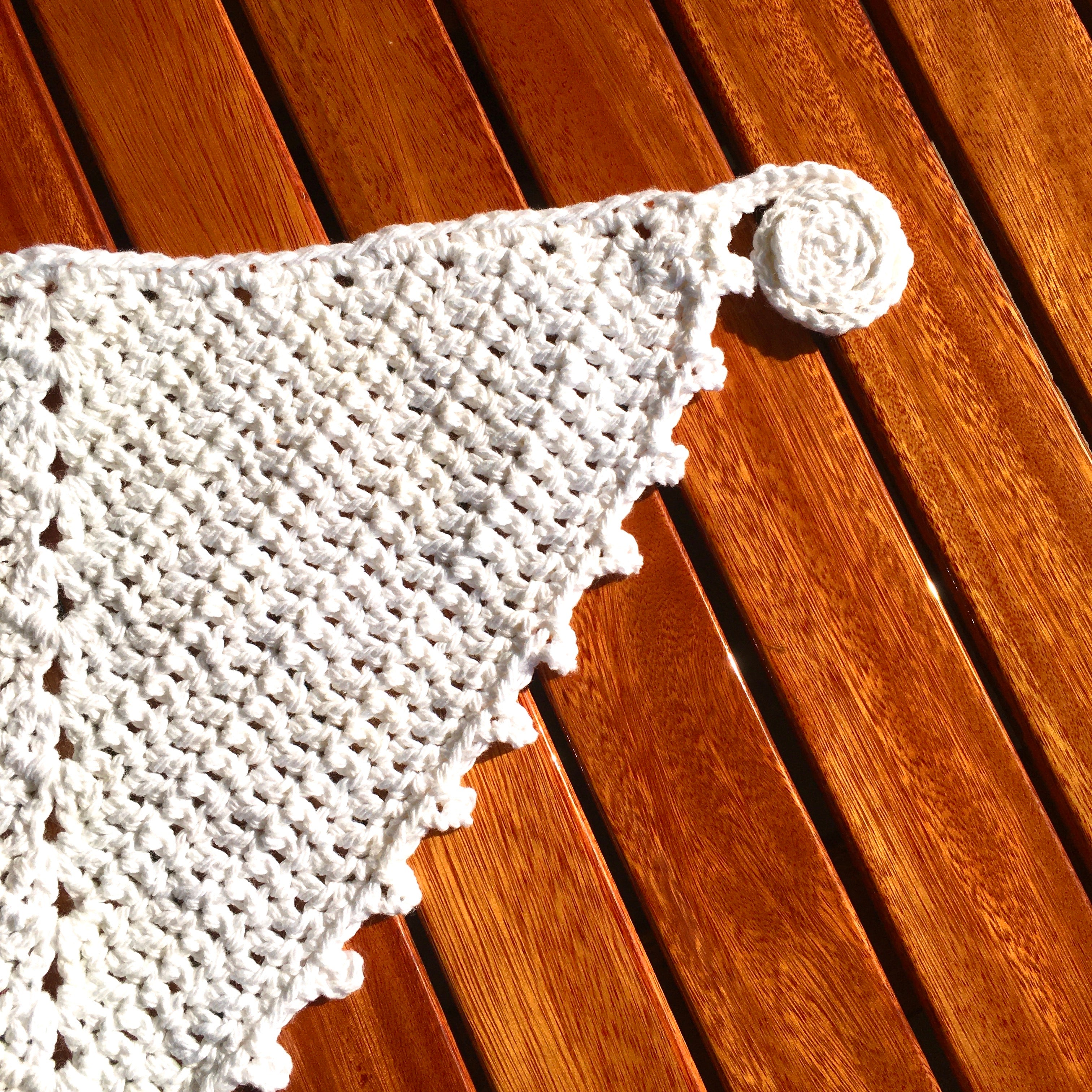 Neutral Boho Cotton Crochet Bandana- Brown, White, Tan